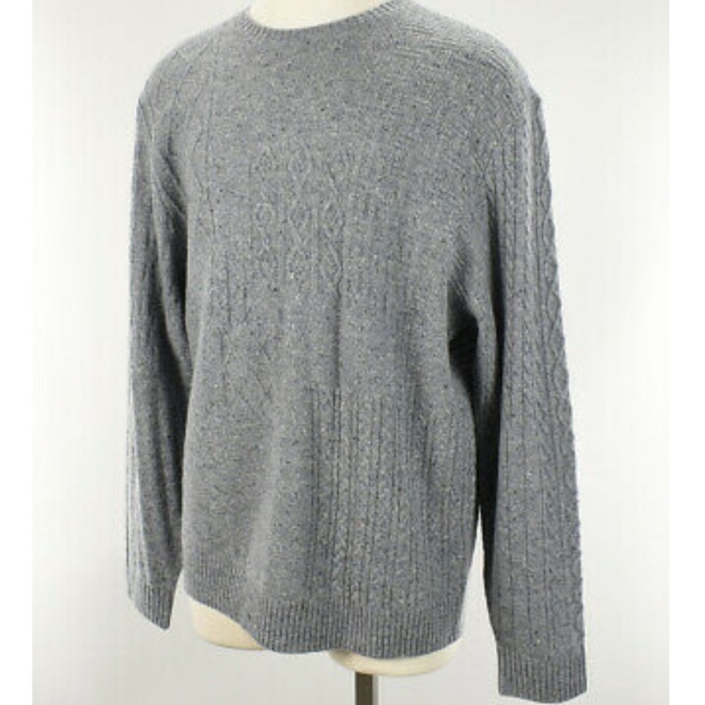 DANIEL CREMIEUX Gray Heather SPECKLED Merino Wool Crew Neck Sweater